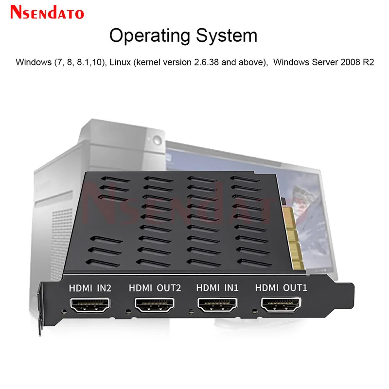 مختطف التقاط الفيديو السريع PCI ، صندوق مسجل البطاقة ، 2 قناة ، P ، 4K ، 60fps ، يدعم البث المباشر ، البث المباشر ، البث المباشر