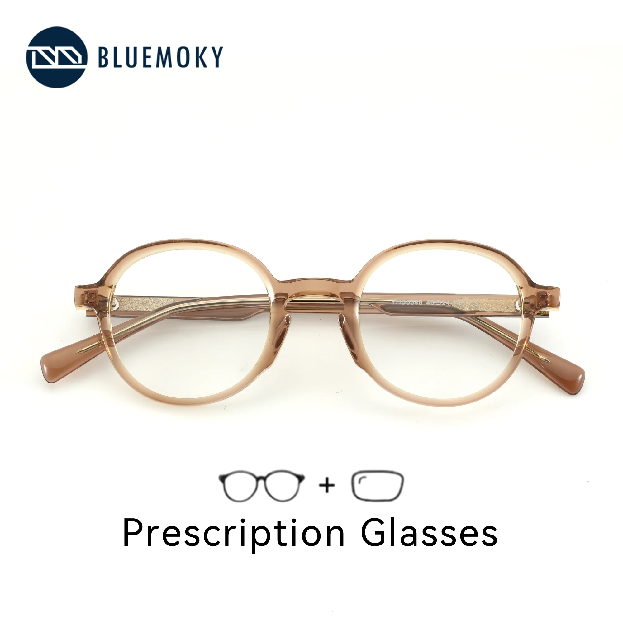 BLUEMOKY S Size Modish Round Prescription Glasses Unisex Handmade Acetate Frame Progressive Optical Lenses Myopia Eyeglasses