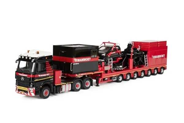 

Литая под давлением модель Mammoet масштаб 1:50 MB 6X2, ось, транспортный грузовик, трактор, низкая доска, прицеп с крановым автомобилем LTM 1650 410300