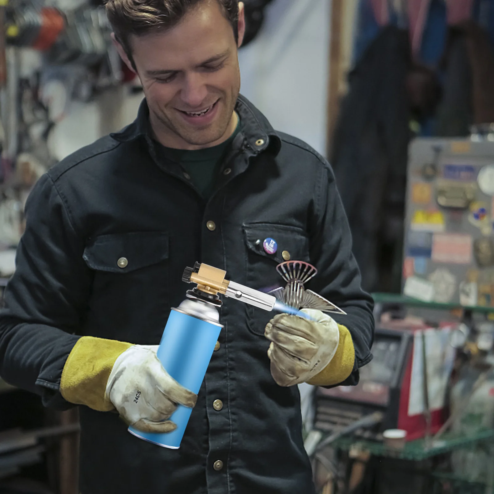 

2pcs Adjustable Butane Torch Flame Compact Flame Welder For Bbq Camping Soldering Reusable Gas Burner Tool Kitchen