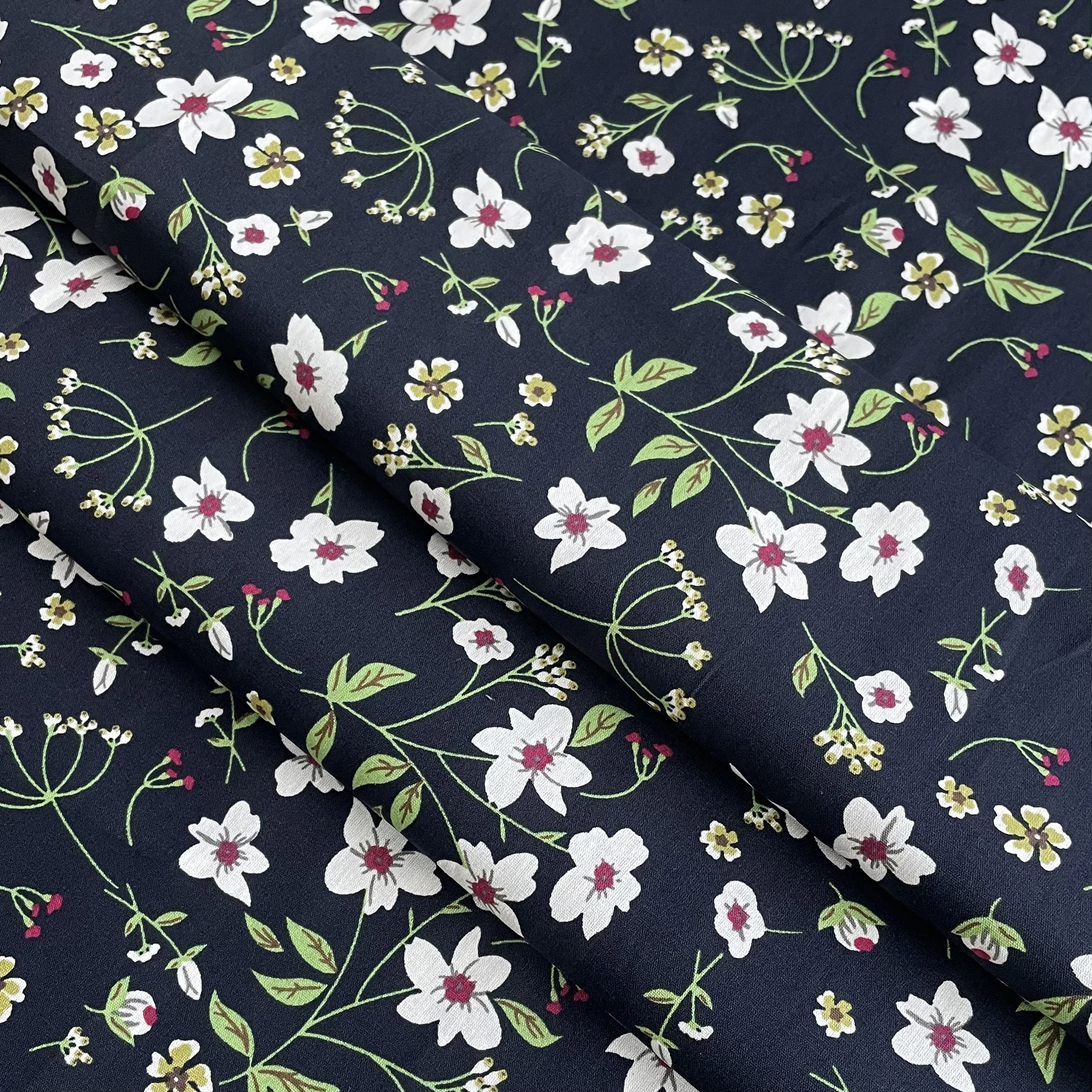 145x50cm Pastoral Blue Floral Plants 100%Cotton Poplin 40S Tissun Libert For Kids Baby Sewing Cloth Dresses Skirt DIY Handmade