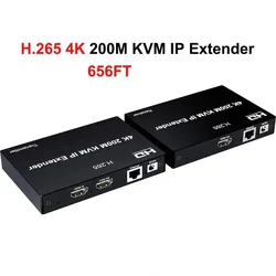 4K 200M KVM Extender for HDMI-compatible Matrix USB Extender Transmitter over IP RJ45 Cat5e/6Support Mouse One to Multipoint