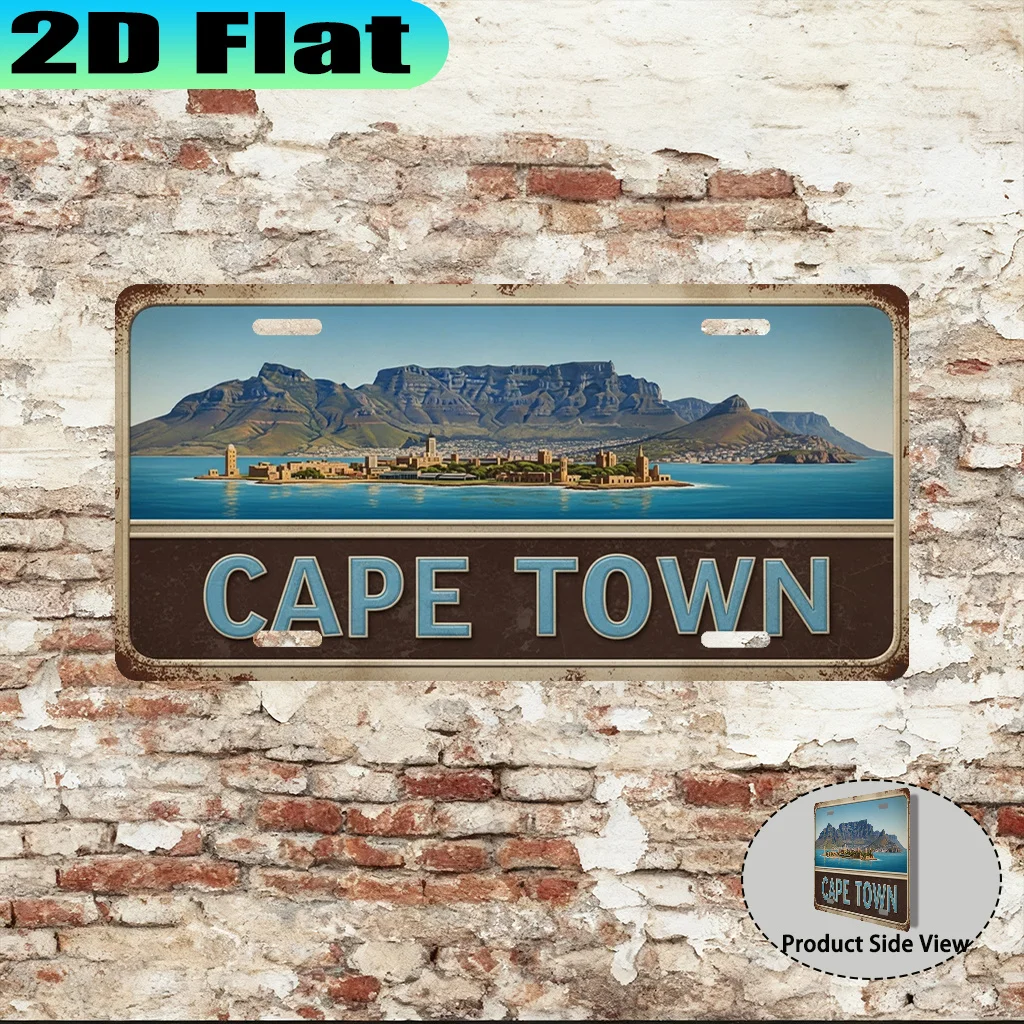2D Flat Print,1pc,Cape Town Vintage Aluminum Sign License PlateVintage Urban Style,Gift for Travel EnthusiastsCommemorative G