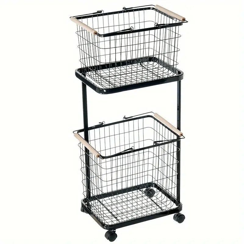 for Laundry Room, Bathroom & Bedroom Self-Standing Laundry Basket with Compartments & Wheels - Rolling Hamper Organizer