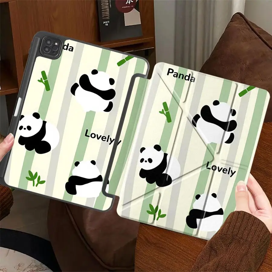 

Чехол для планшета с милым забавным дизайном панды для iPad Air 4 5 M3 M2 1 2 M4 11 дюймов Pro 2025 Pro 11th 10th 9th 8th 7th 12.9 дюймов Mini 6 7 с держателем