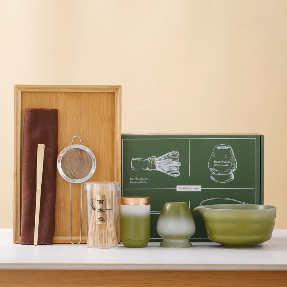 

Ceramic Bamboo Japanese Matcha Tea Set Matcha Bowl Reusable Matcha Whisk Set Matcha Whisk Holder Matcha Making Kit Tea Lovers