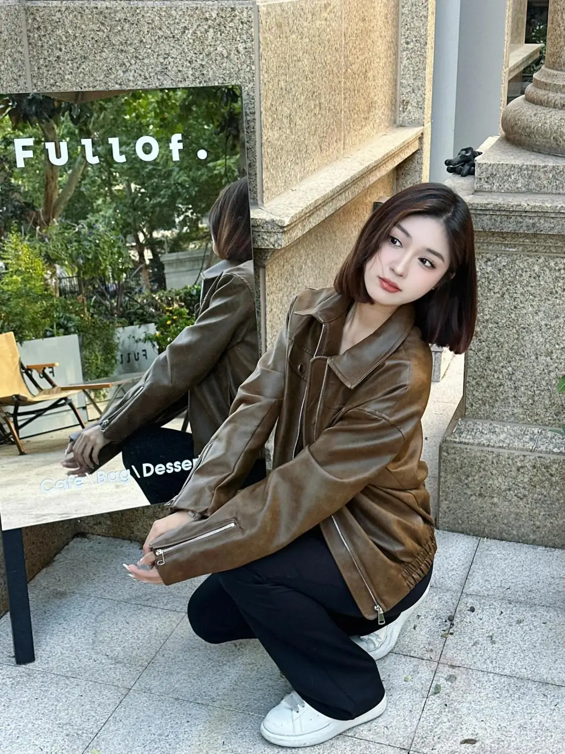 Korea Retro Brown Leather Coat Women's Spring Autumn Outwear Large Size Unique Jacket Temperament Fashion Short Tops