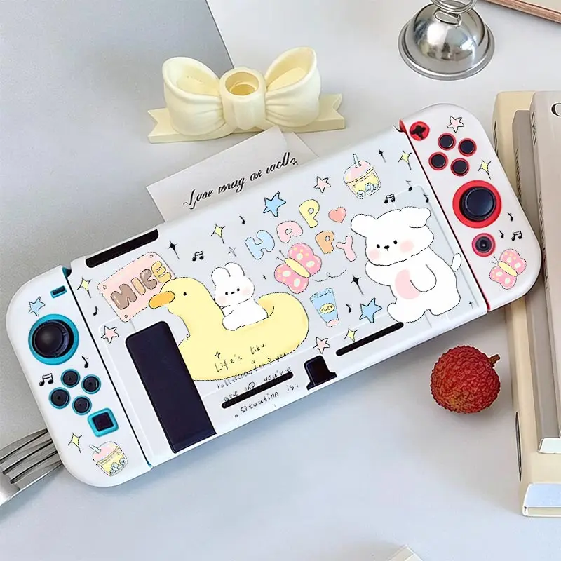 Capa protetora de silicone macio anti-queda e anti-riscos para a consola de jogos Nintendo Switch NS, capa protetora dividida em TPU.