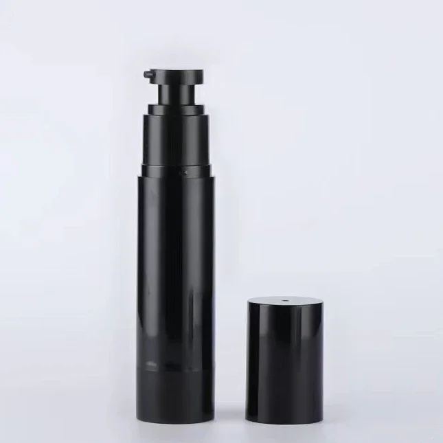 200pcs 15ml Plastic Spray Cosmetic Bottle Travel Liquid Bottles black Airless Pump Vacuum Container