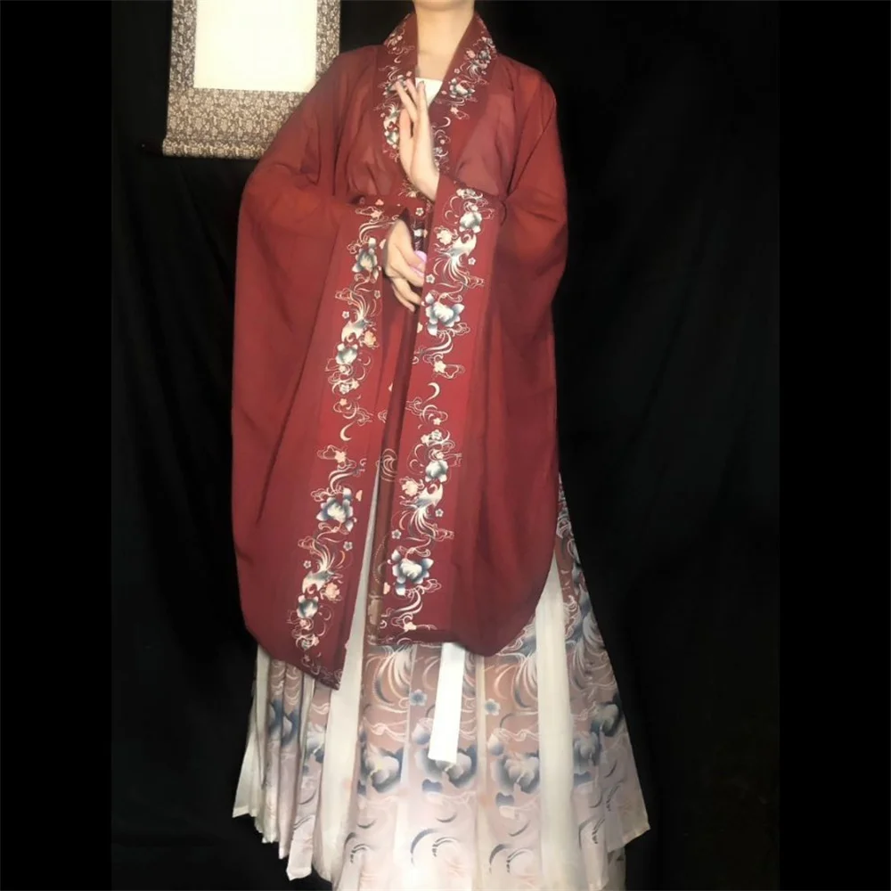 중국어 Hanfu 드레스 여성 카니발 코스프레 의상 파티 복장 고대 전통 빈티지 여름 녹색 & redHanfu 드레스
