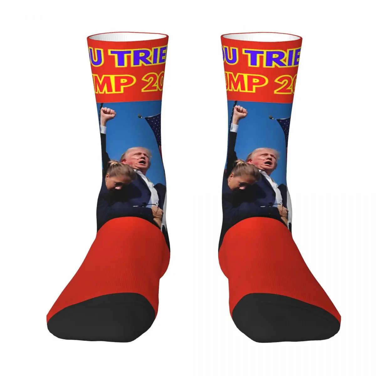 Trump Shot Assassination Attempt Socks Autumn Stockings Fashion Men Quality Socks Custom Outdoor Sports Non-Slip Socks