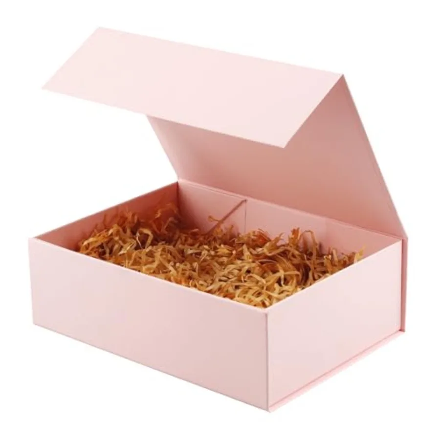 Gift Box with Satin Ribbon Collapsible 11x7.8x3.5 Inch Gift Box with Magnetic Closure Matte Textu Finish Box for Wedding Gifts