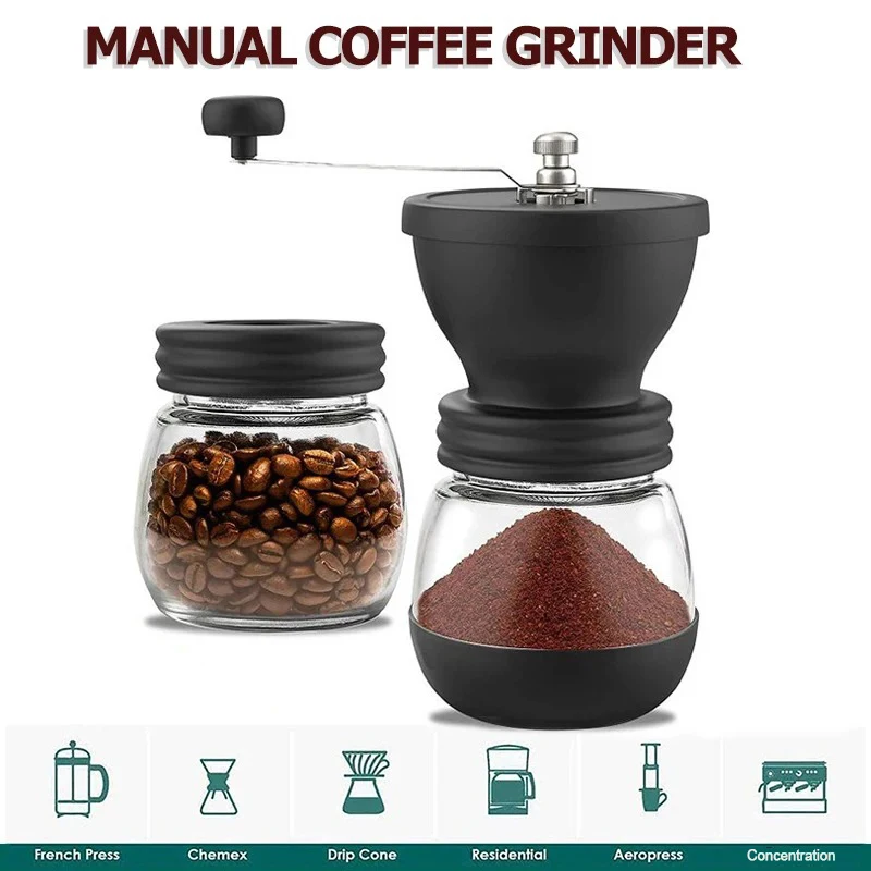 Manual Coffee Grinder Adjustable Coffee Machine High Capacity Coffee Bean Grinder Portable Hand Coffee Maker Coffee Accessories