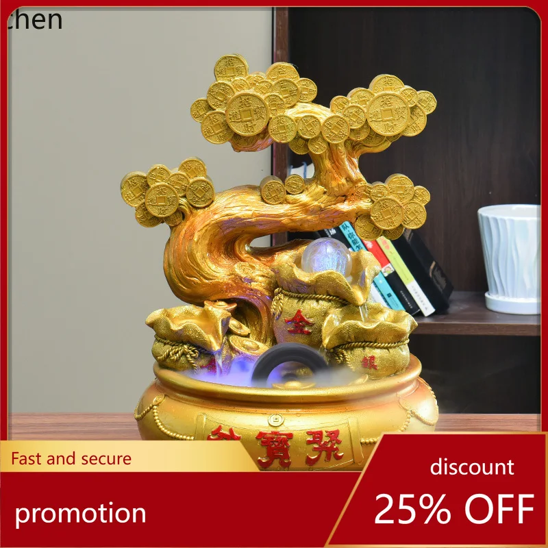 

HXL Flowing Water Ornament Lucky Gourd Desktop Fountain Living Room Decoration Office
