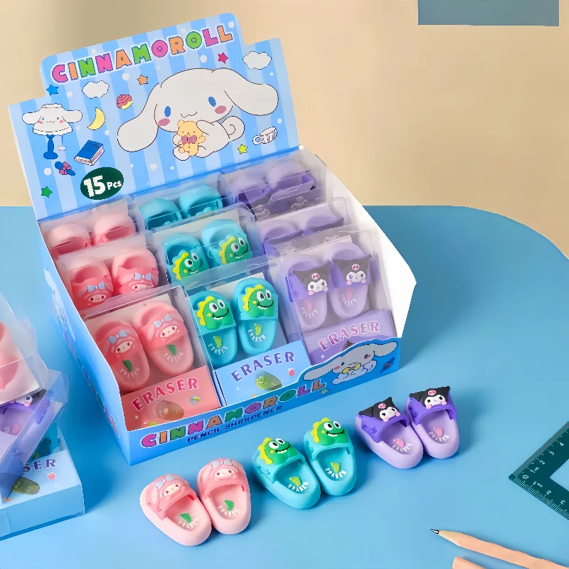 

Креативные милые тапочки, дизайнерские студенческие канцелярские принадлежности, ластик Kawaii Mini Kuromi MyMelody, ластик для карандашей, детские школьные канцелярские принадлежности, подарок