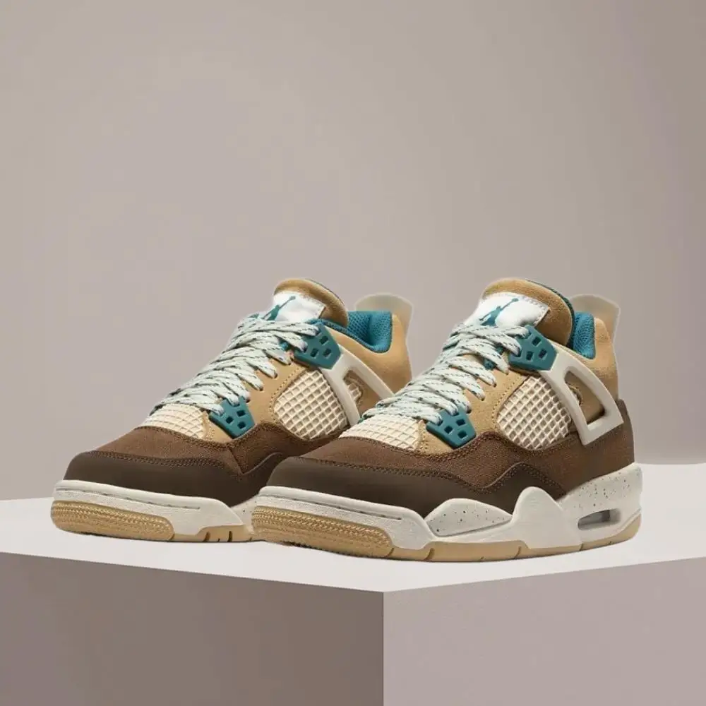 

Кожаные удобные противоскользящие прочные дышащие баскетбольные кроссовки Nike Air Jordan 1 с высоким верхом, коричневые/белые FB2214-200