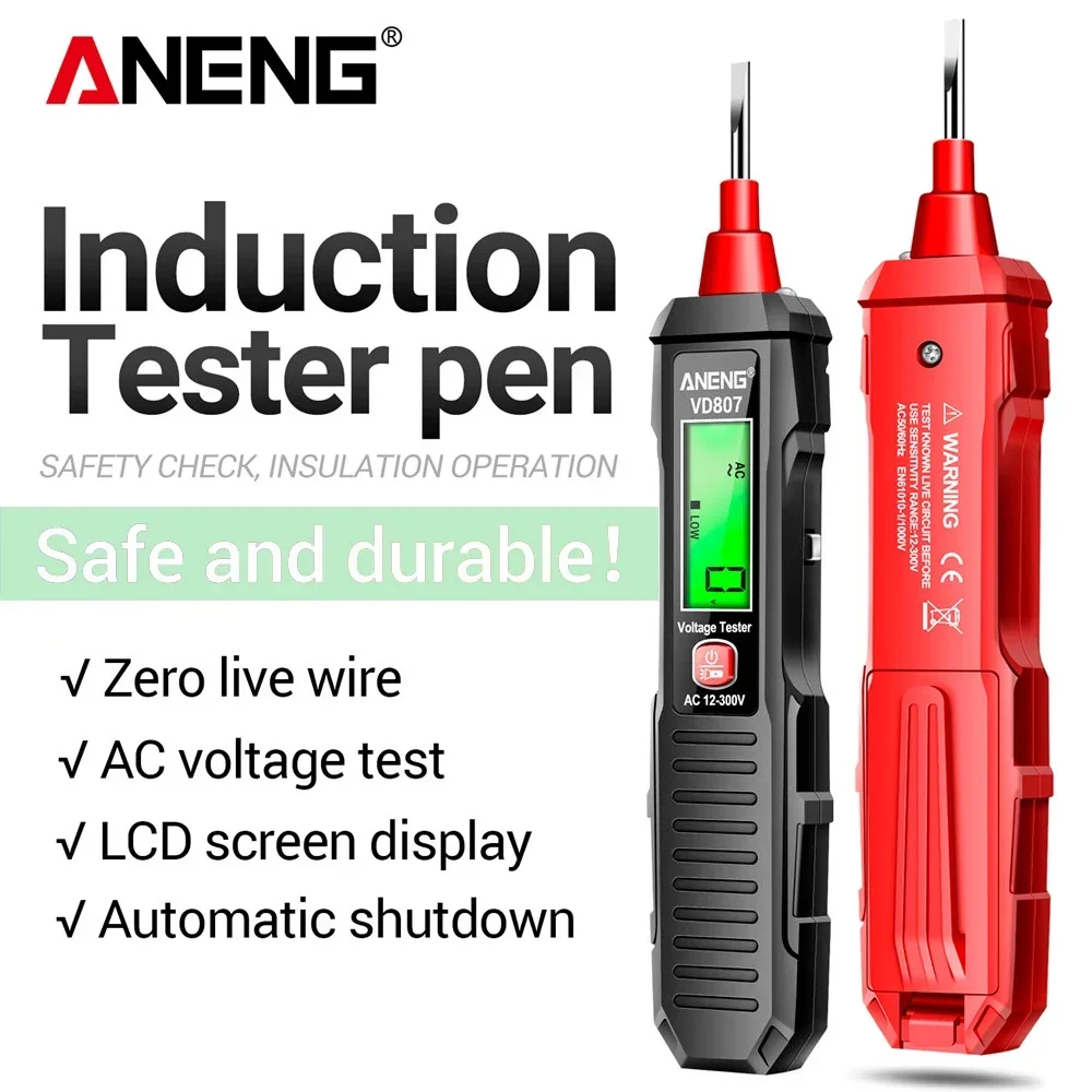 

Digital Voltage Tester Pen ANENG VD807 Detectors 24-300V AC voltage Non-contact Induction NCV Zero live wire test Tools