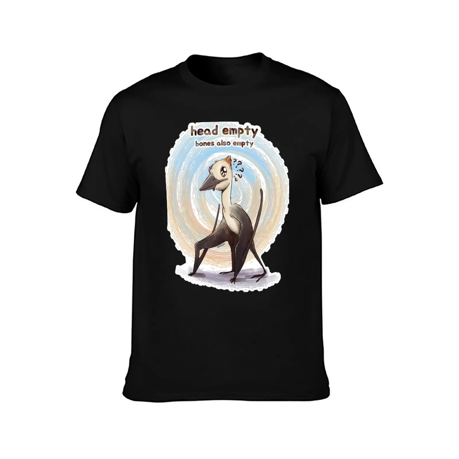 Cute Baby Pterosaur Head Empty Paleo Art Design (Sticker/Magnet/Mug/Notebook/Shirt) T-Shirt, Summer Casual Cotton Tee
