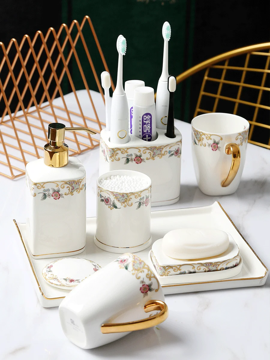 Light luxury bathroom toiletries set bathroom ceramic bone china toilet