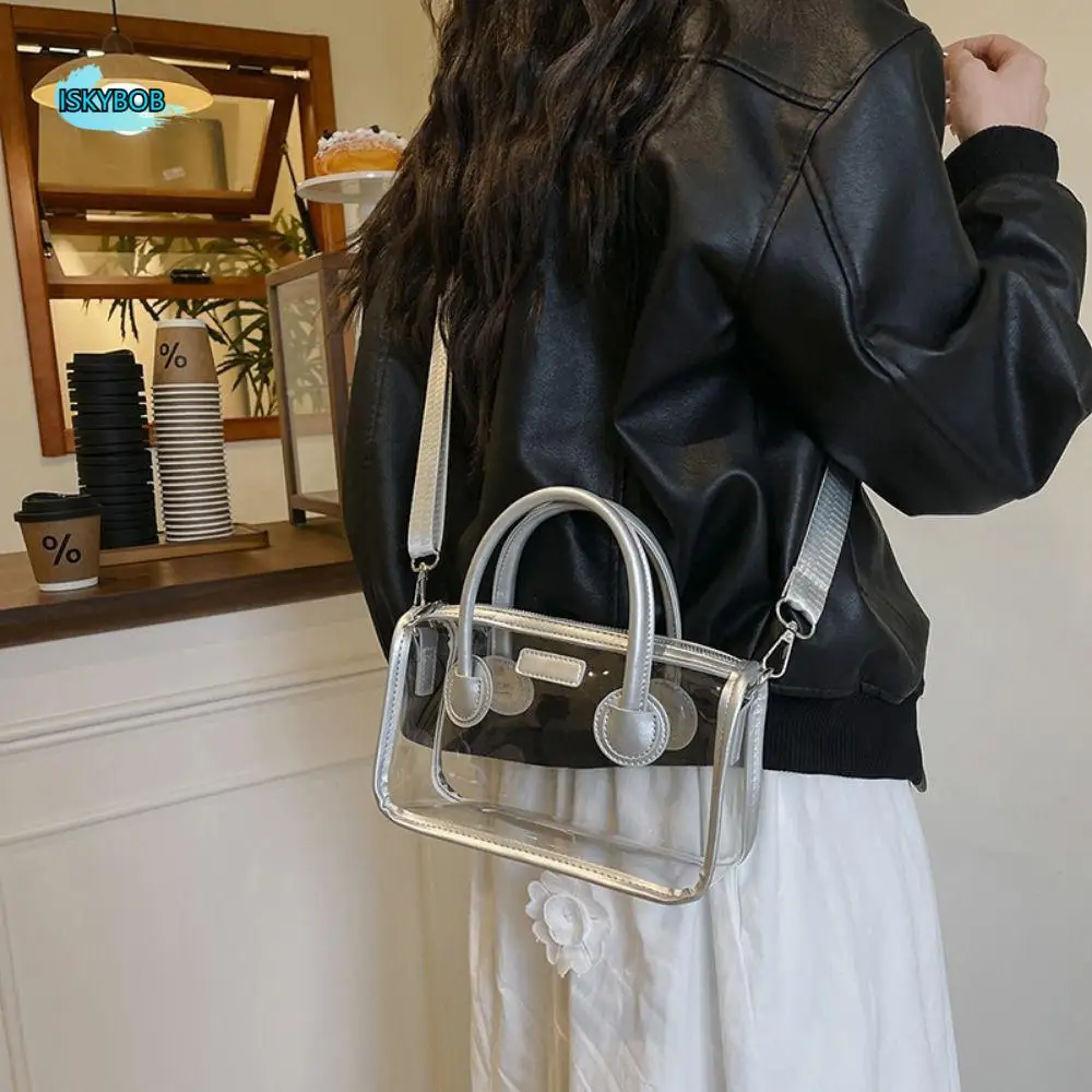 

Durable Adjustable Strap Transparent Shoulder Bag Zipper Waterproof Women Handbag Clear Large-Capacity Crossbody Bag Phone Bag