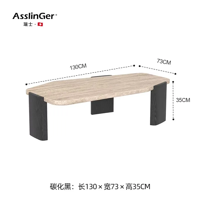 CJ-12 Special-shaped Natural Travertine Solid Wood Coffee Table Living Room B & B High-end Short Table