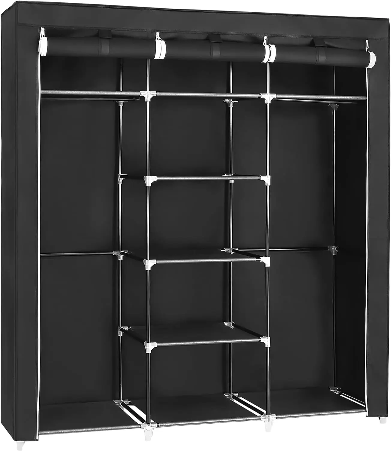 

SONGMICS Portable Clothes Closet, Non-Woven Fabric Wardrobe with 2 Hanging Rods, 9 Shelves, Storage Organizer