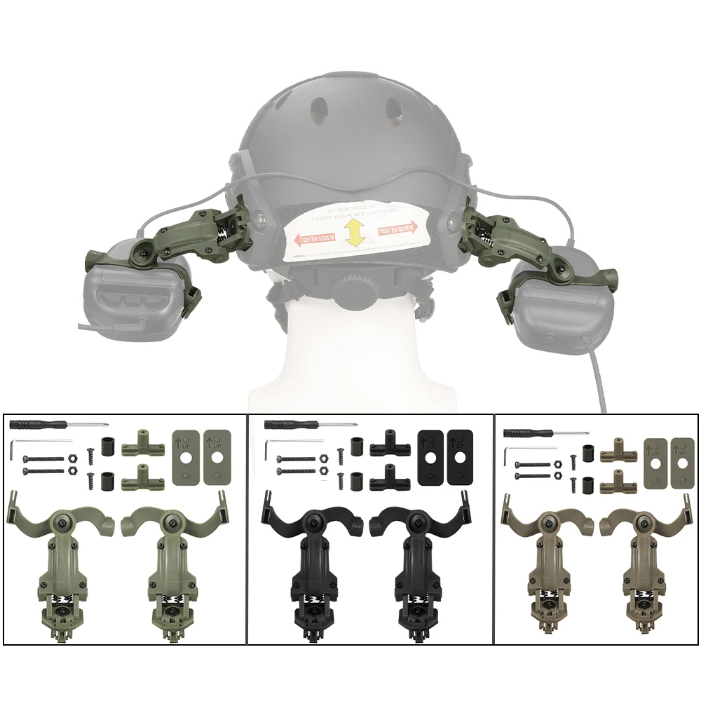 Shooting Headset Bracket Kit Multi-angle Rotation Helmet Rail Adapter Fit OPS Core ARC and Team Wendy M-LOK Rail Headphone Mount