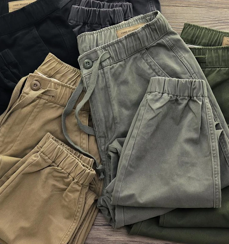 

Men's Casual Loose Fit Nine-Tenths Pants Spring Autumn Workwear Trendy Brand Comfortable Leisure Cuffed Trousers