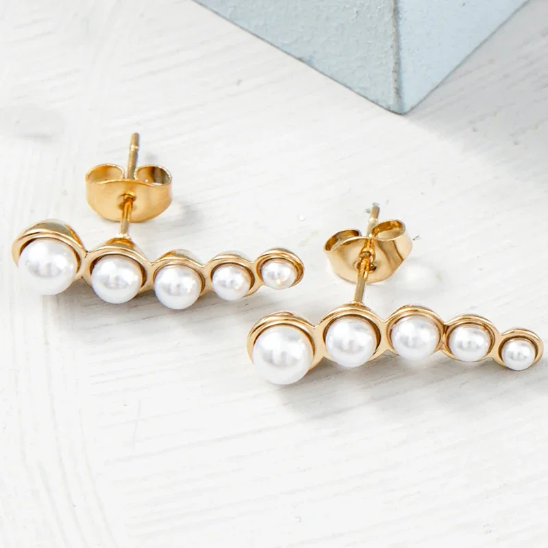 أقراط مرصعة باللؤلؤ من الفولاذ المقاوم للصدأ للنساء ، سحر ذهبي ، قلادة نجمة ، قرط رقيق ، مجوهرات أنيقة ، هدايا قديمة ، عصرية