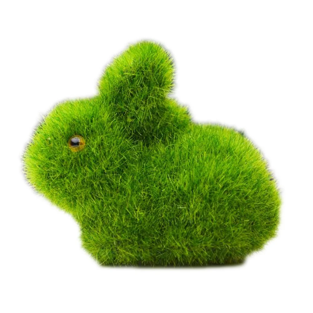 

1Pcs Simulation Rabbit Green Two-Piece Moss Rabbit Set Heart Design for Indoor Home Office Party Wedding Decoration Gift