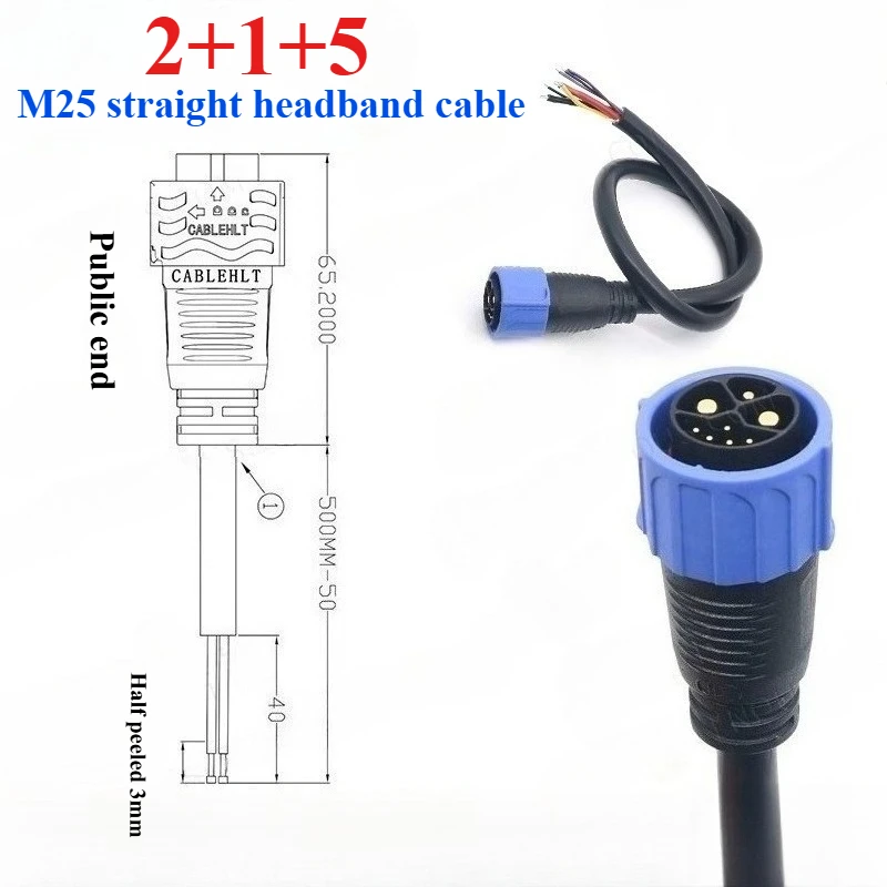 Produktbild von M23 2+4 Stecker – Wasserdichter 6-poliger Ladeanschluss Für Elektromotorräder, Buchse/Stecker, Wiederaufladbar