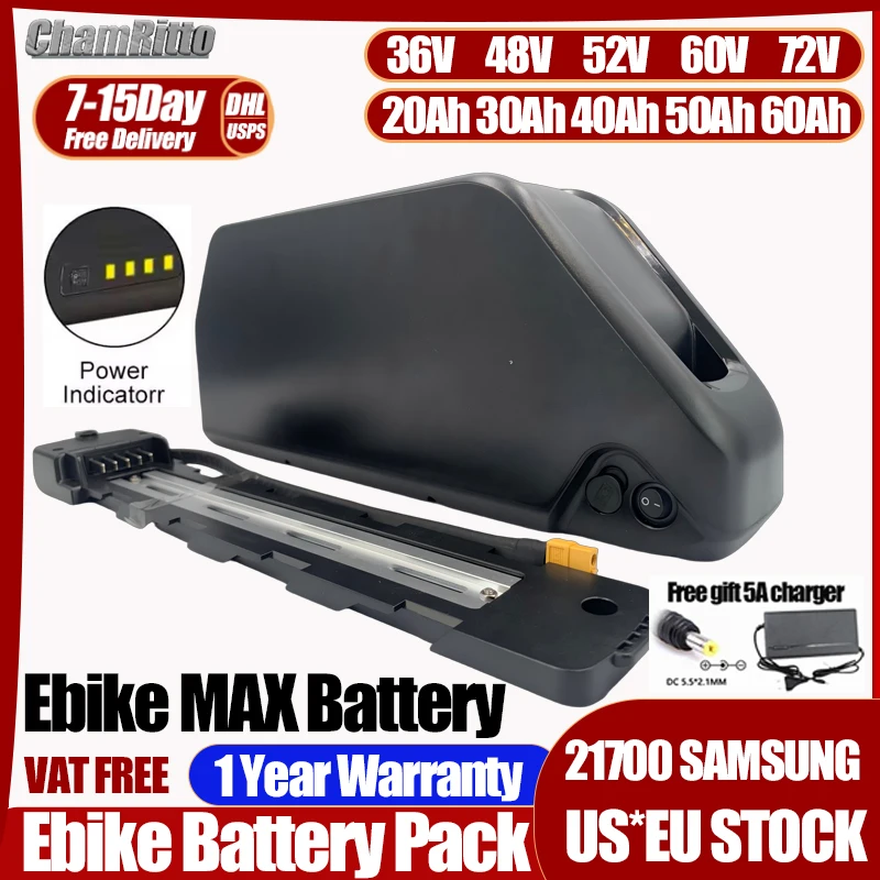 

Electric bike 48V cham-rider Down Tube 30ah Battery 60V 72V 3000w Electric Bicycle 52V 1500W 40ah 50 60ah 1000w Lithium Battery