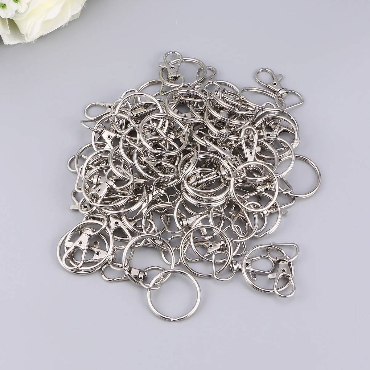 

50 Sets Dog Key Ring Zinc Alloy 360 Degree Rotatable Firm Snap Open Close Smoothly Metal Keychain Lobster Clasp Pet Supplies