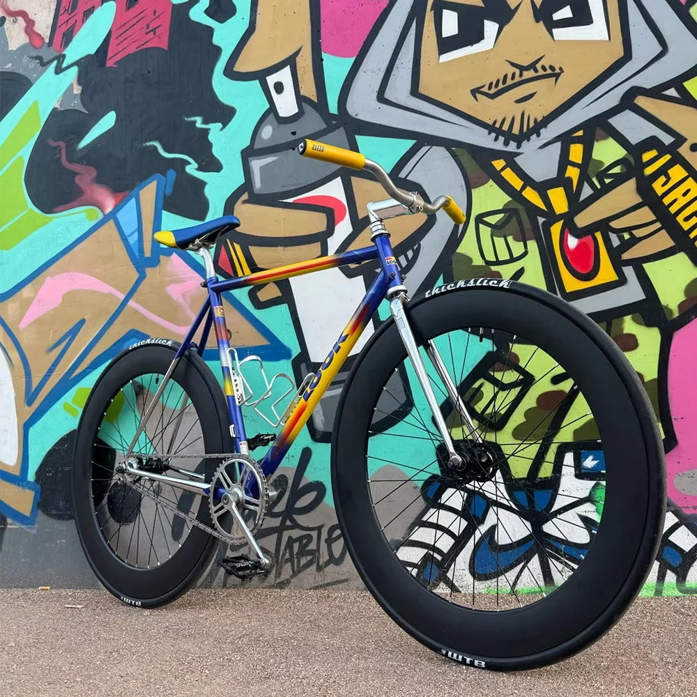 700C Fixie Track Bike Laufradsatz 70mm Vorder- und Hinterrad 32H Nabe Fixed Gear mit Reifen Fahrrad-Laufradsatz aus Aluminium Schwarz Singlespeed