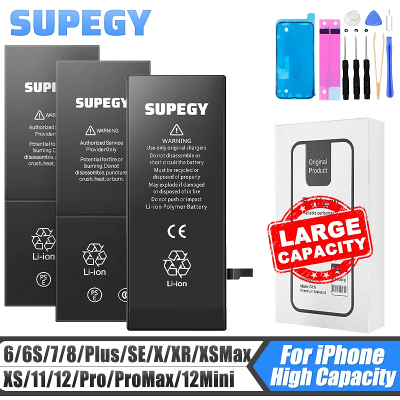 High Capacity Battery For iPhone 6 6s Plus 6Plus 7 7Plus 8 8Plus X XR XSMax 11 12 11Pro 12Pro Max 12Mini Phone Batteries