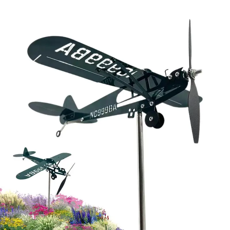 

Airplane Wind Spinner Weather Vane Roof Brackets Sculpture Aircraft Spinner Outdoor Decoration For Lawn Garden Yard Flight