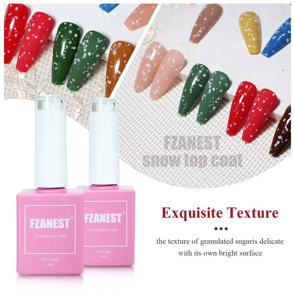 FZANEST Snow Flake Top Coat Nails Base con finitura a fiocco di neve e Top Coat Gel Nail Art accessori forniture per unghie per natale