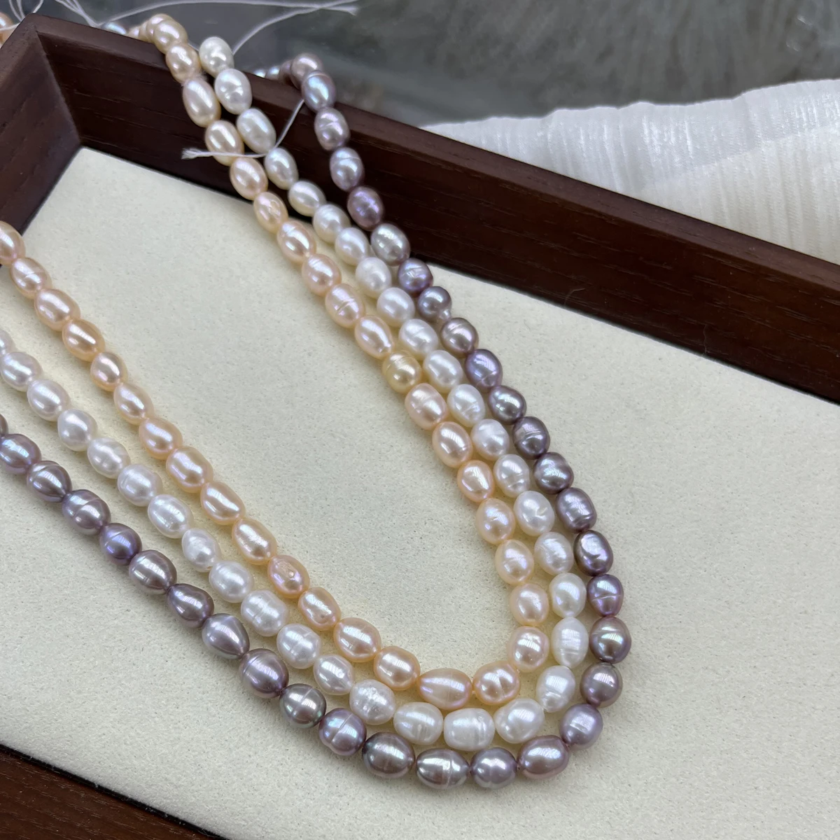 

6-7mm AA Natural Freshwater Pearl Purple Pink White Rice Beads Charms for DIY Women Men Necklace Jewelry Making Accessories