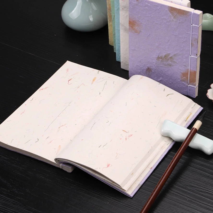 Quaderno per schizzi di calligrafia cinese Carta Xuan fatta a mano 48 pagine Quaderno tradizionale rilegato con filo per pittura con penna a pennello