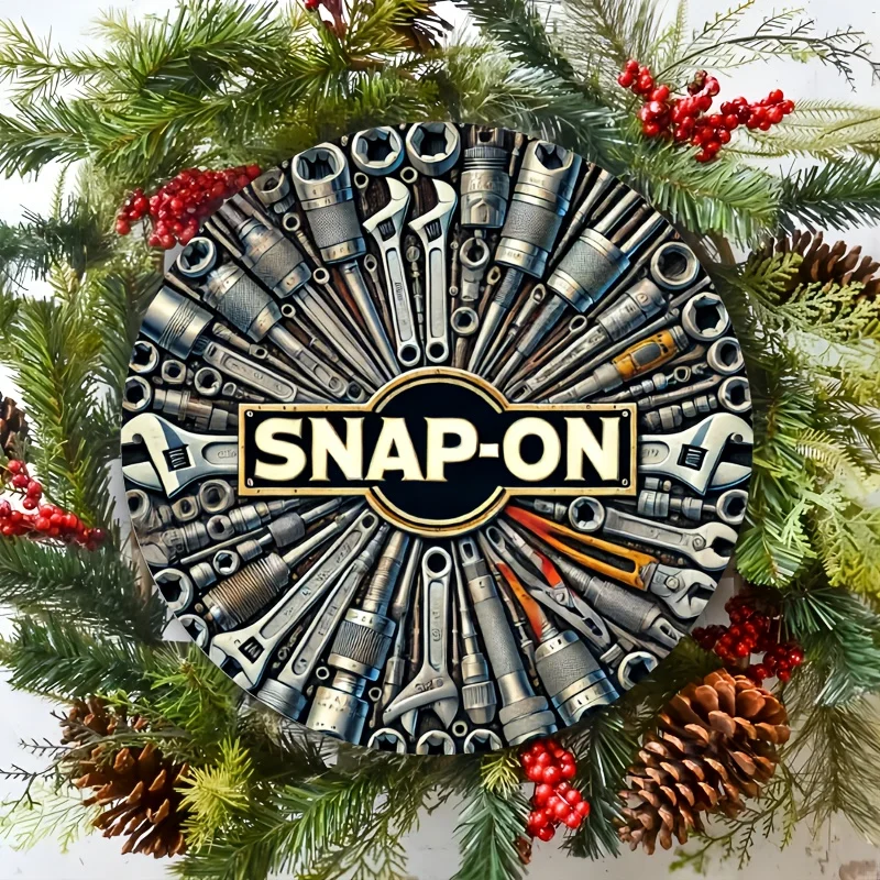 Rundes Metallschild der Marke Snap-On – perfekt für Raum-, Wand-, Restaurant-, Bar-, Café- und Garagendekoration |   Ideales Weihnachtsgeschenk für Weihnachten