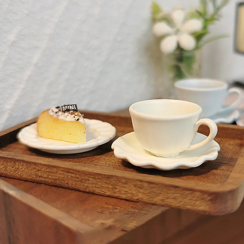 2-delige miniatuur dessert- en koffiekopmodelset, poppenhuisaccessoires, leuk fantasiespelcadeau voor kinderen