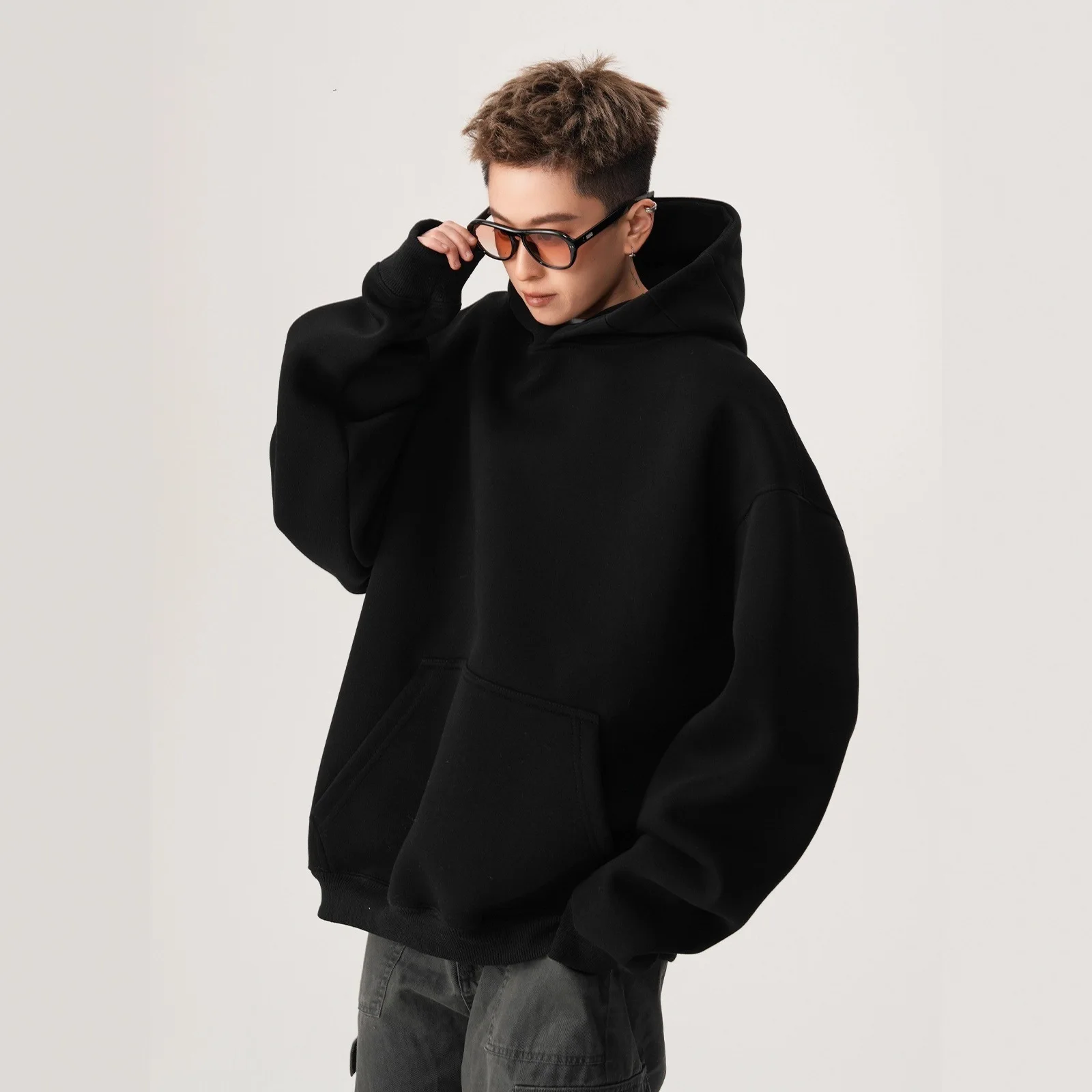 

Heavyweight Boxy Unisex American Style Trendy Short Jacket High Street Loose Fit Stiff Hoodie