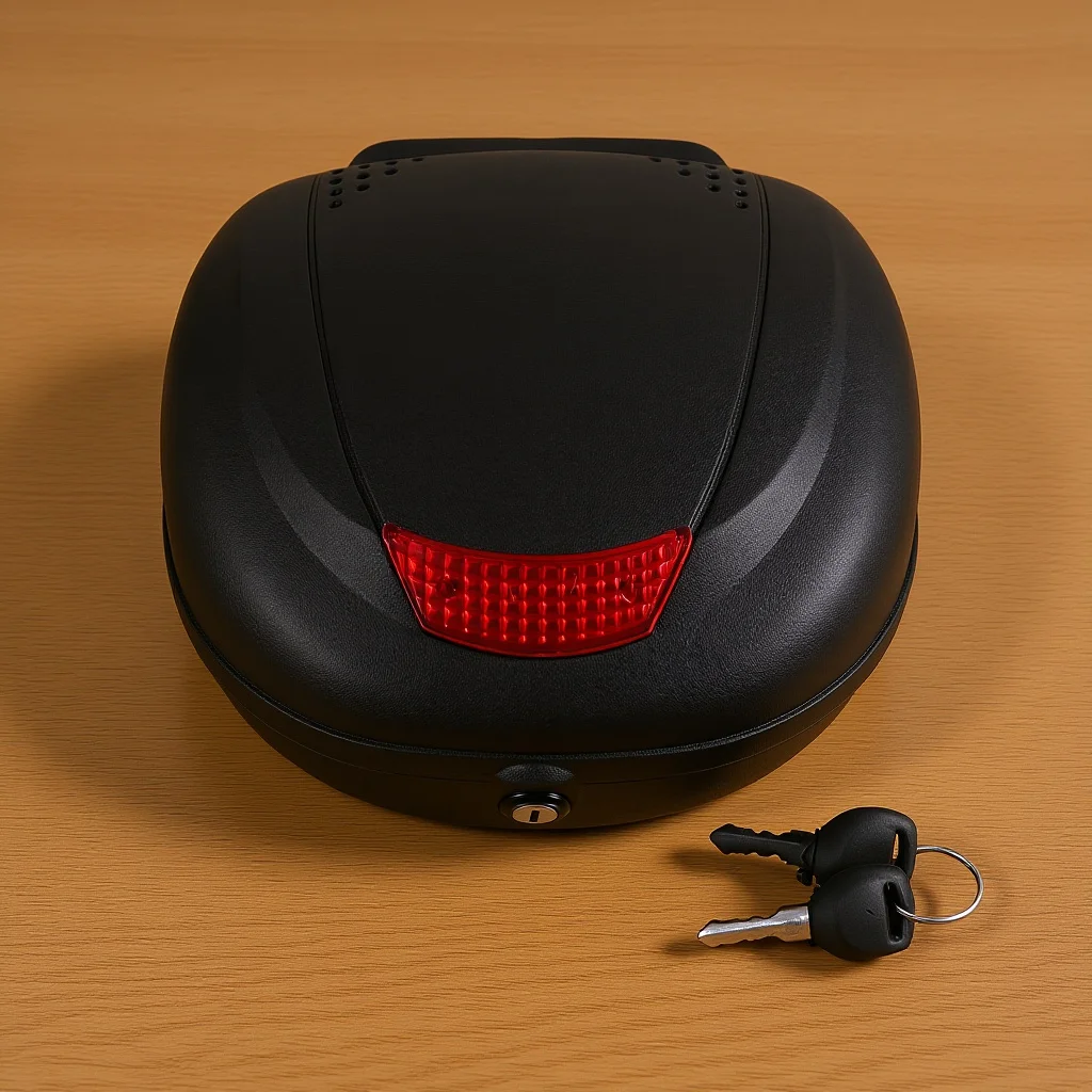 Motorcycle Top Case Plastic Rainproof Reflective Design Spacious Capacity Easy Install Motorcycle Tail Box Luggage Carrier