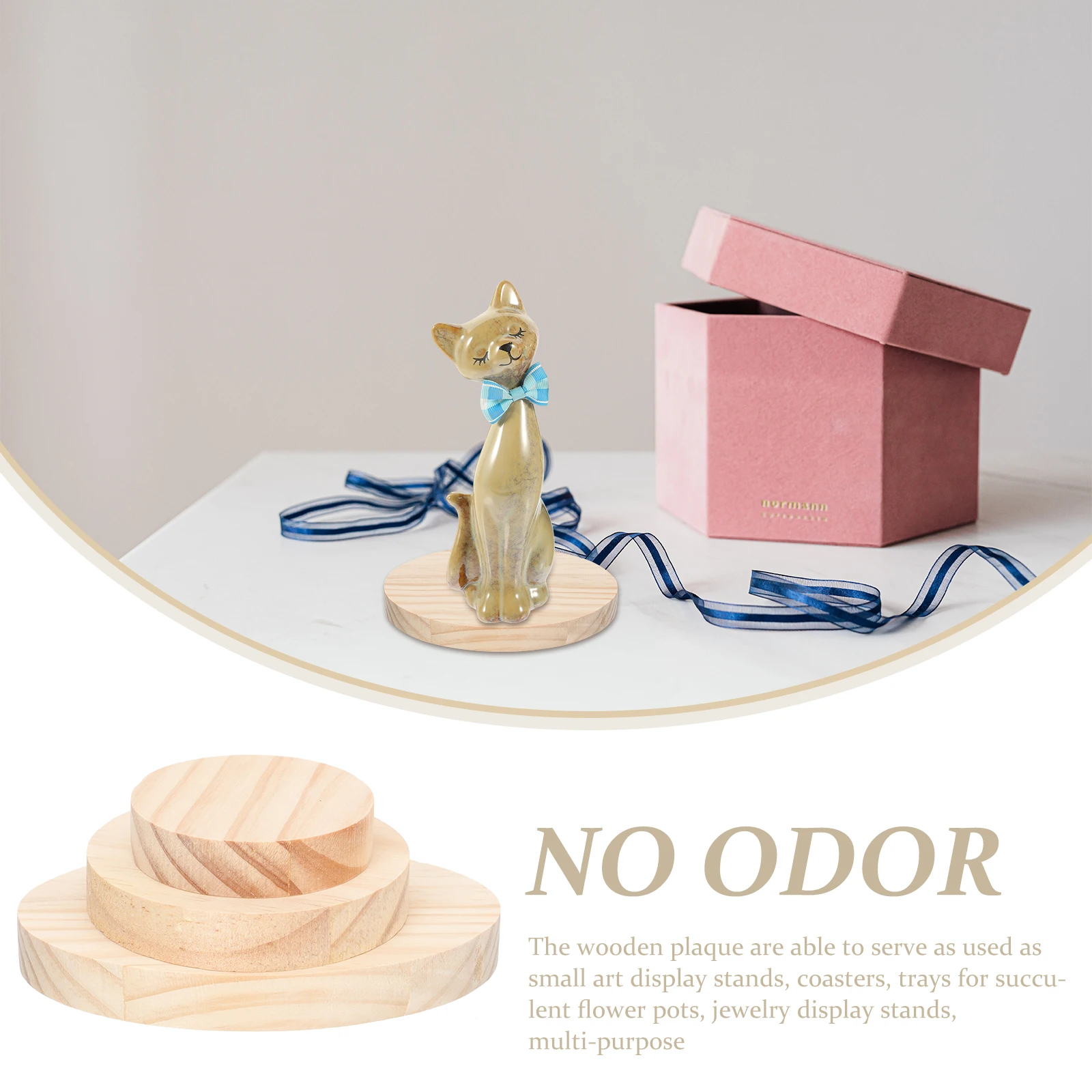 

6 Pcs Figure Base Plaques Blank Manufactured Wood for Crafts DIY Stands Crafting Project Display Tabletop