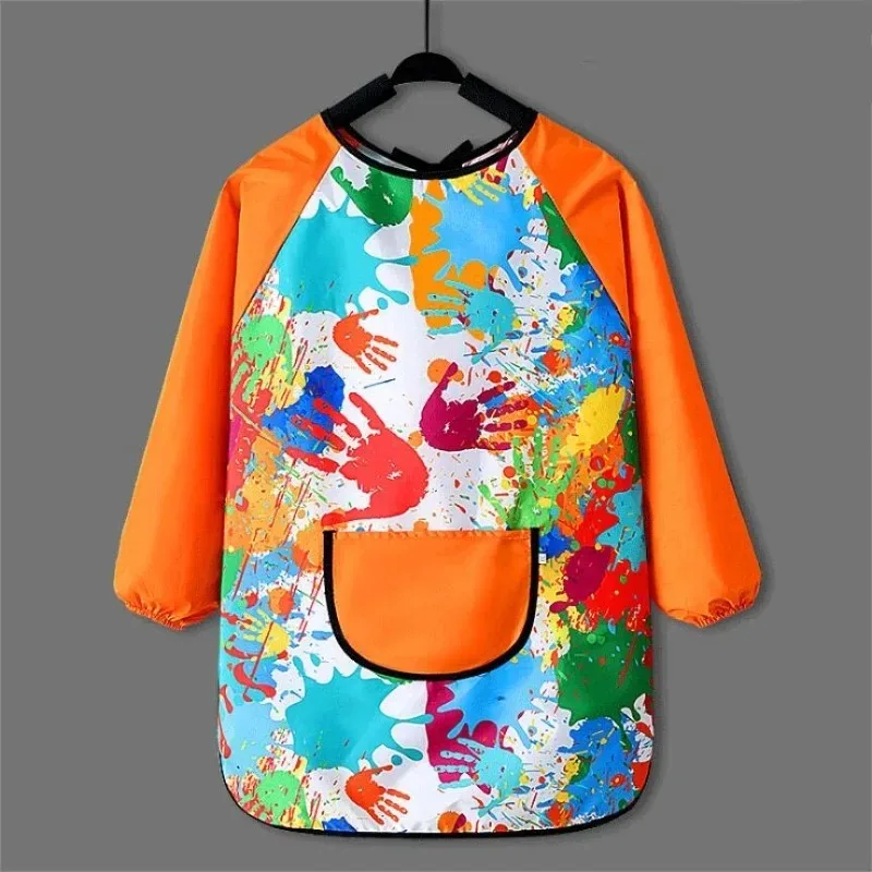 Painting Waterproof Long Sleeved Cover Kids Art Kindergarten Paint DIY Gown Reverse Uniform Baby Eating Bib Apron for Children