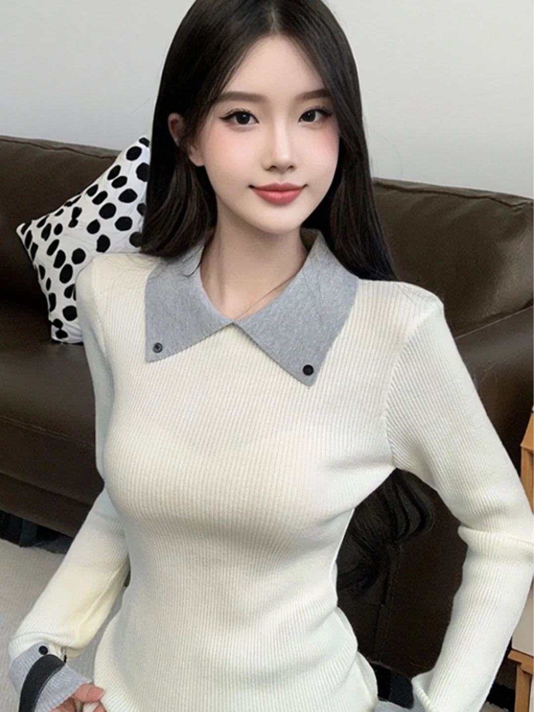 

Autumn Winter Women's Neck Long Sleeve Knitted Base Layer Top Fashionable Unique Design Inner Wear Sweater Skin Friendly...