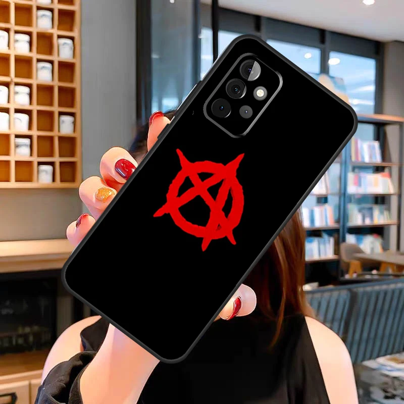 Anarchie symbol ein Fall für Samsung Galaxy A14 A34 A54 A13 A33 A53 A73 A52S A51 A71 A12 A22 A32 A42 A52 Abdeckung