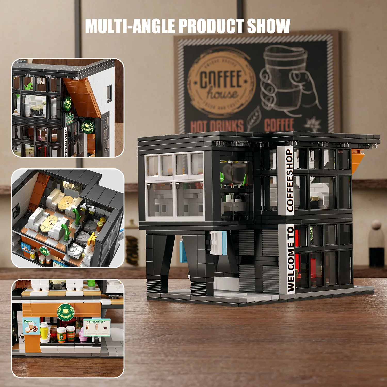 587PCS Building Blocks Toy City Street View Coffee Shop Model Educational Toys Compatible Others Bricks Sets Christmas Gifts