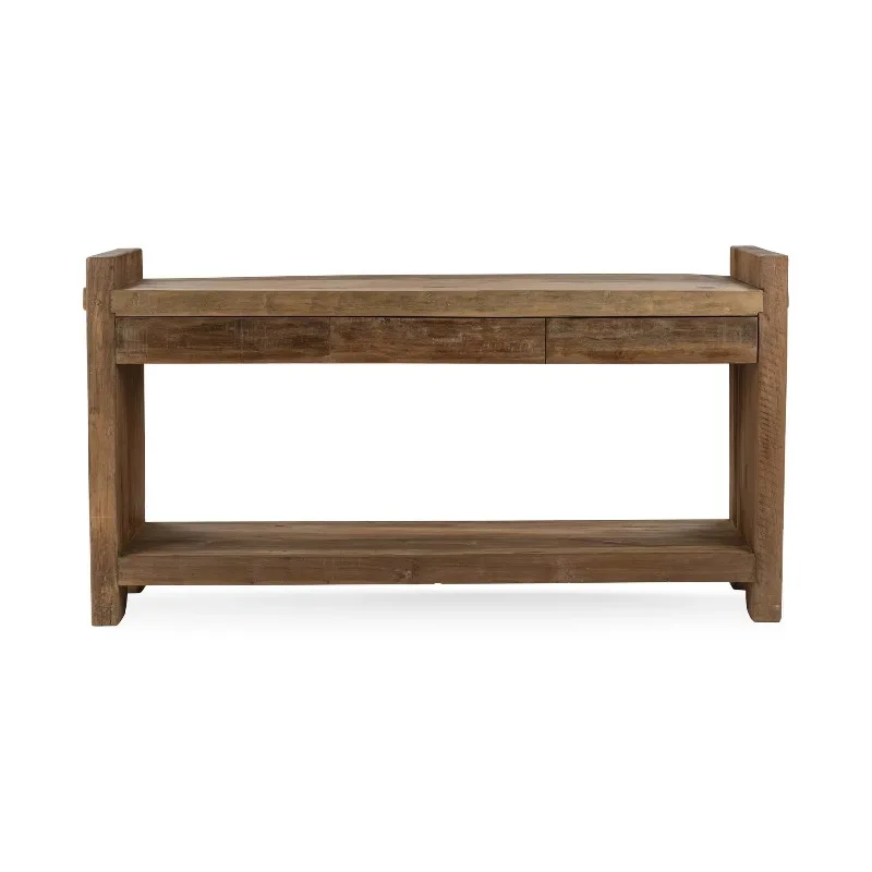 Solid wood modern recycled console table with three drawers that can be converted into an entrance villa or hotel accent console