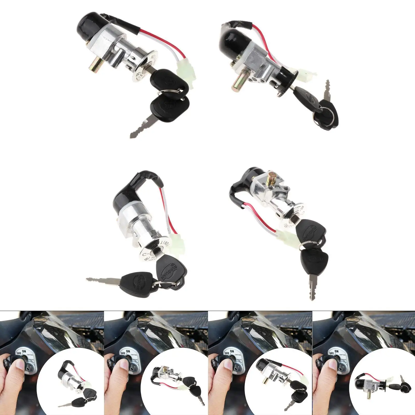 on Off Key Switch Motorcycle Battery Safety Lock with Keys Waterproof Sturdy